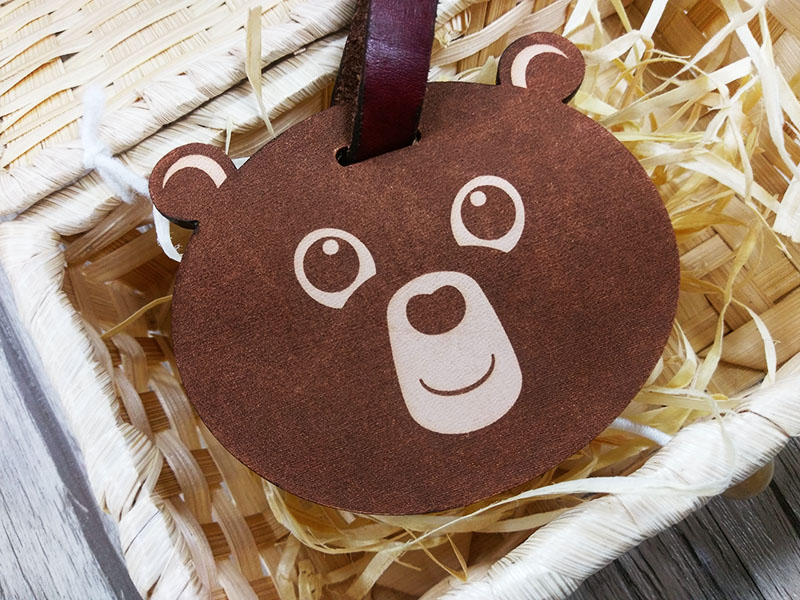 Bear leather carving tag